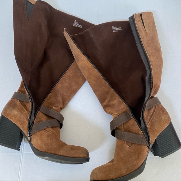 Bøc Dakota brown distressed strap suede tall riding boot Sz 8 - Picture 8 of 12